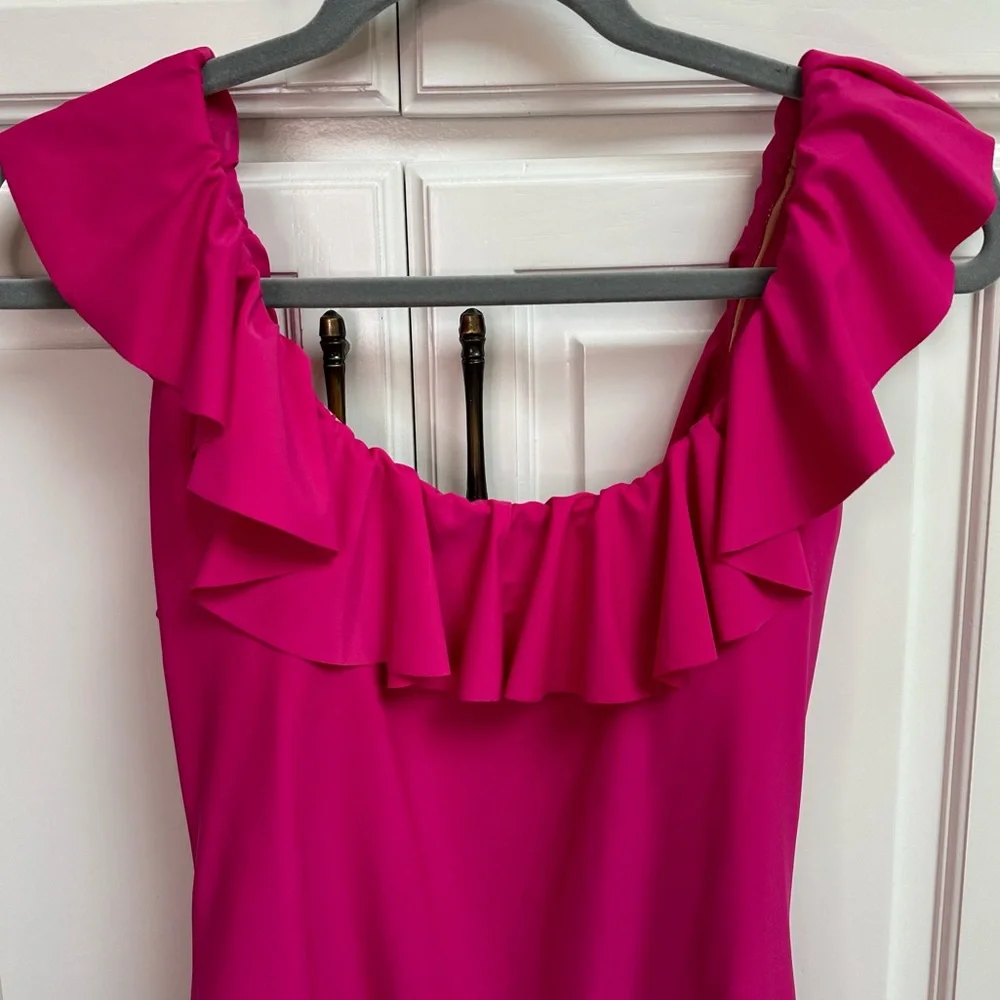J. Crew Ruffle One-Piece Swimsuit in Fuchsia Pink - Picture 5 of 14
